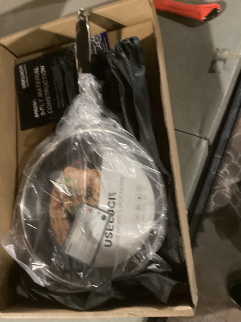 Condition photo showing Good Condition for useluck nonstick frying pans with lid,10-inch non stick skillet with honeycomb surface,dishwasher-friendly,oven-safe,induction compatible,pfas-free,non-toxic,compatible with all cooktops. stainless steel 10 in/glass lid