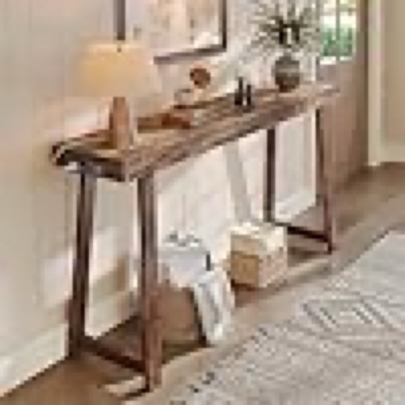 huuger entryway console table with charging station, usb-c port, 53.9 inch sofa table with metal legs, entry hallway table with thicker desktop, modern behind couch table, rustic brown
