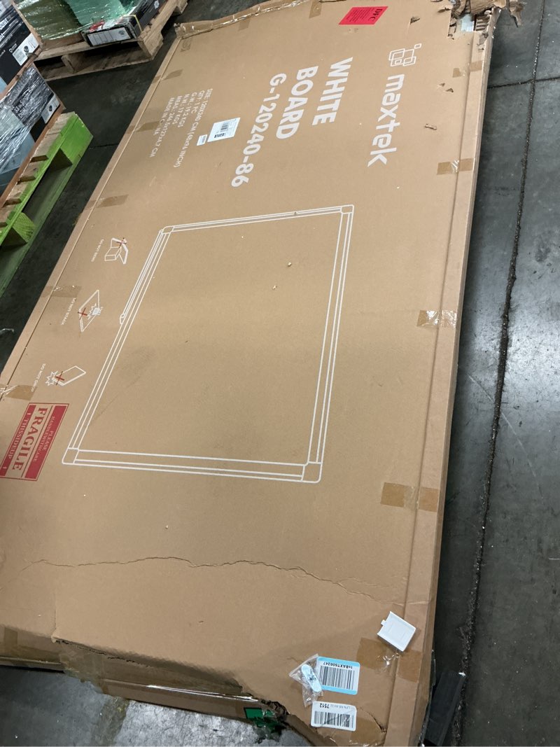 Condition photo showing As Is for large dry erase board 96 x 48 inch, maxtek magnetic white board dry erase for wall 8' x 4' wall-mounted aluminum frame presentation marker board with a long pen tray for classroom, office & home