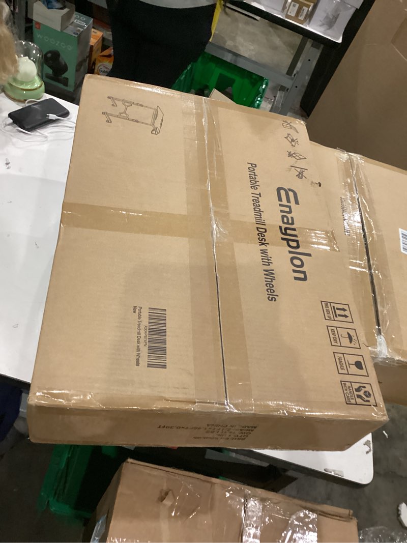 Condition photo showing New/Like New for Small Standing Desk with Wheels, Portable Treadmill Desk, Rolling Desk Adjustable Height for Laptop, Mobile Standing Table for Walking Pad, Bedside Table White