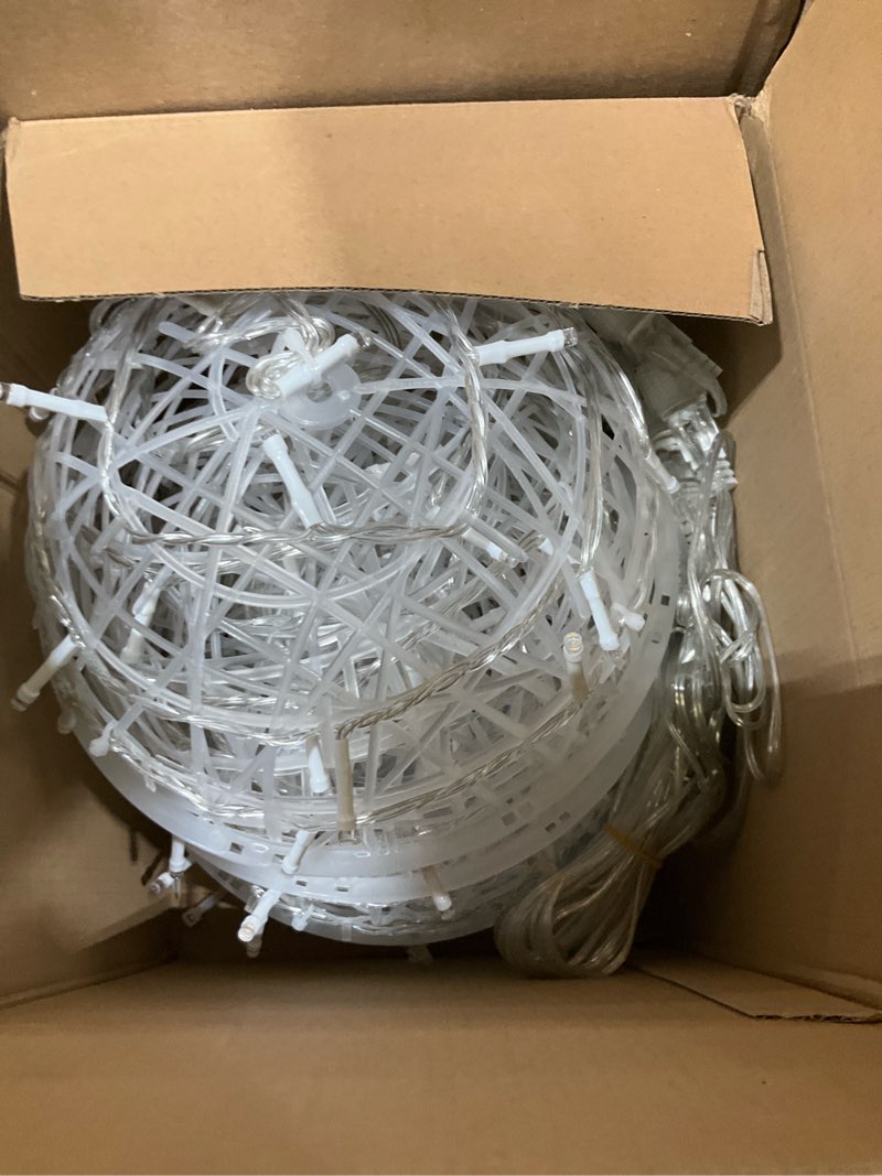 Condition photo showing As Is for outdoor christmas balls lights 4 pack hanging 7.1" led garden sphere tree lights 8 modes waterproof glow globe lights with memory timer plug for party yard porch eave patio xmas decorations-warm white warm white 7.1 inch