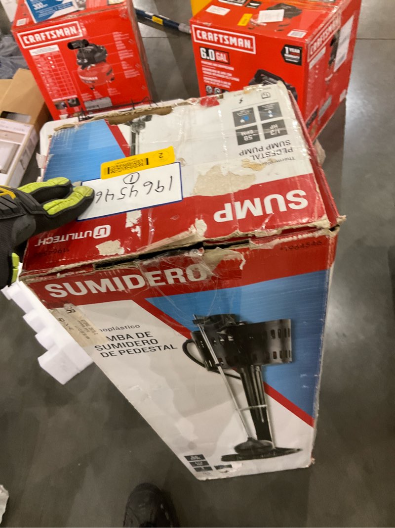 Utilitech Thermoplastic Pedestal Sump Pump 1/3 HP 58GPM 115V