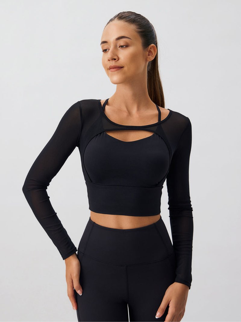 Black Cut Out Long Sleeve Top--Light Support size XS