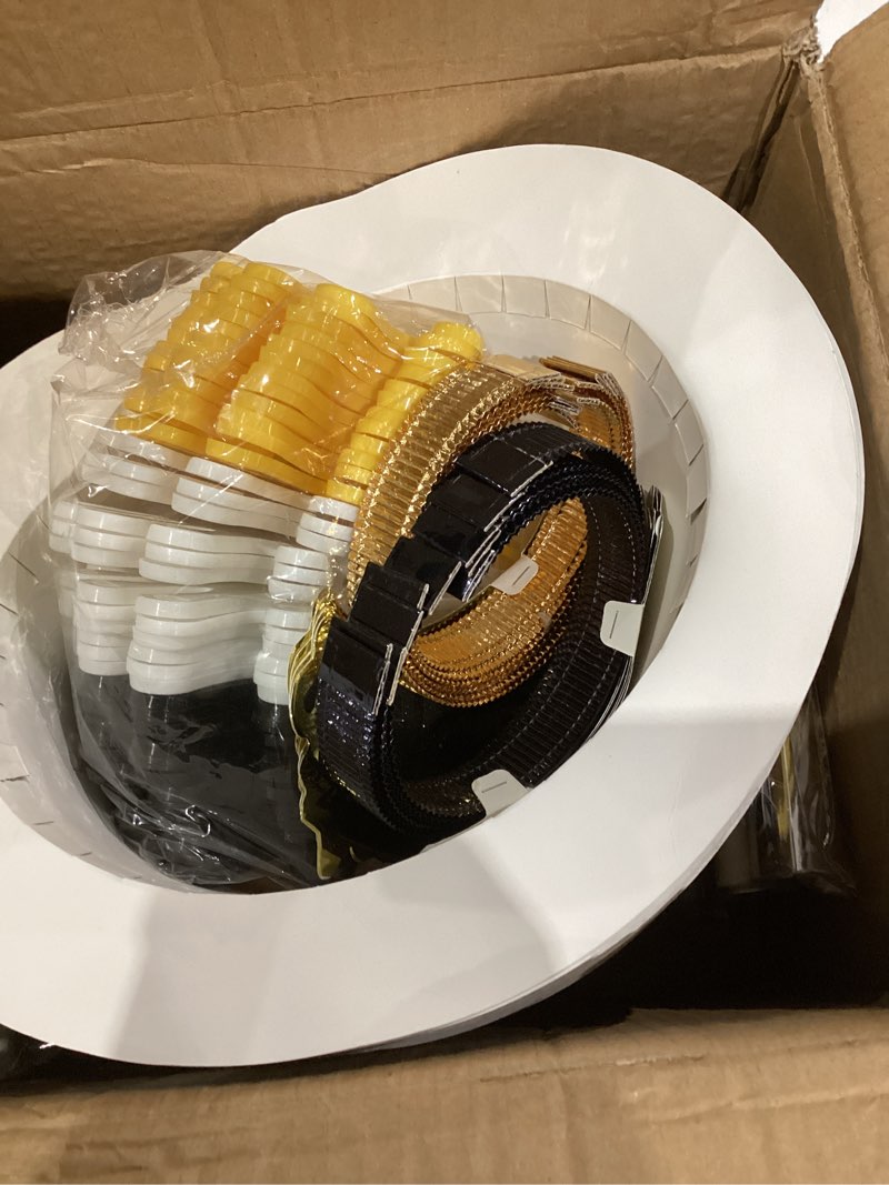 Condition photo showing Good Condition for Fovths 145 Pieces 2026 New Years Eve Party Supplies Party Top Hats Headband Glasses Hand Clapper Leis Necklaces 2026 Gold Foil Balloons Happy New Year Decorations