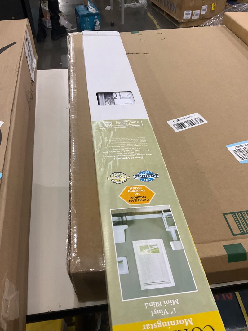 Condition photo showing Good Condition for Cordless Light Filtering Mini Blind - 31 Inch Width, 48 Inch Length, 1" Slat Size - Pearl White - Cordless GII Morningstar Horizontal Windows Blinds for Interior by Achim Home Decor 31"W x 48"H Pearl White