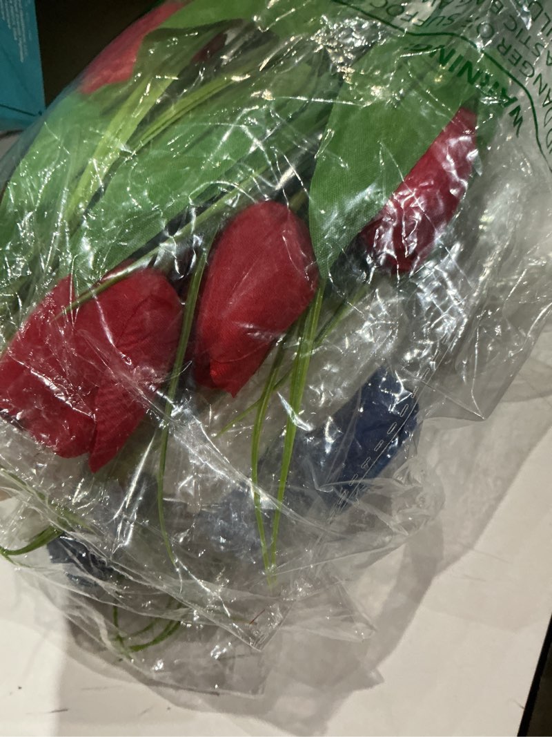 Condition photo showing Good Condition for 18 pcs patriotic artificial flower - red, white, and blue artificial tulips fourth of july memorial day cemetery flowers for grave
