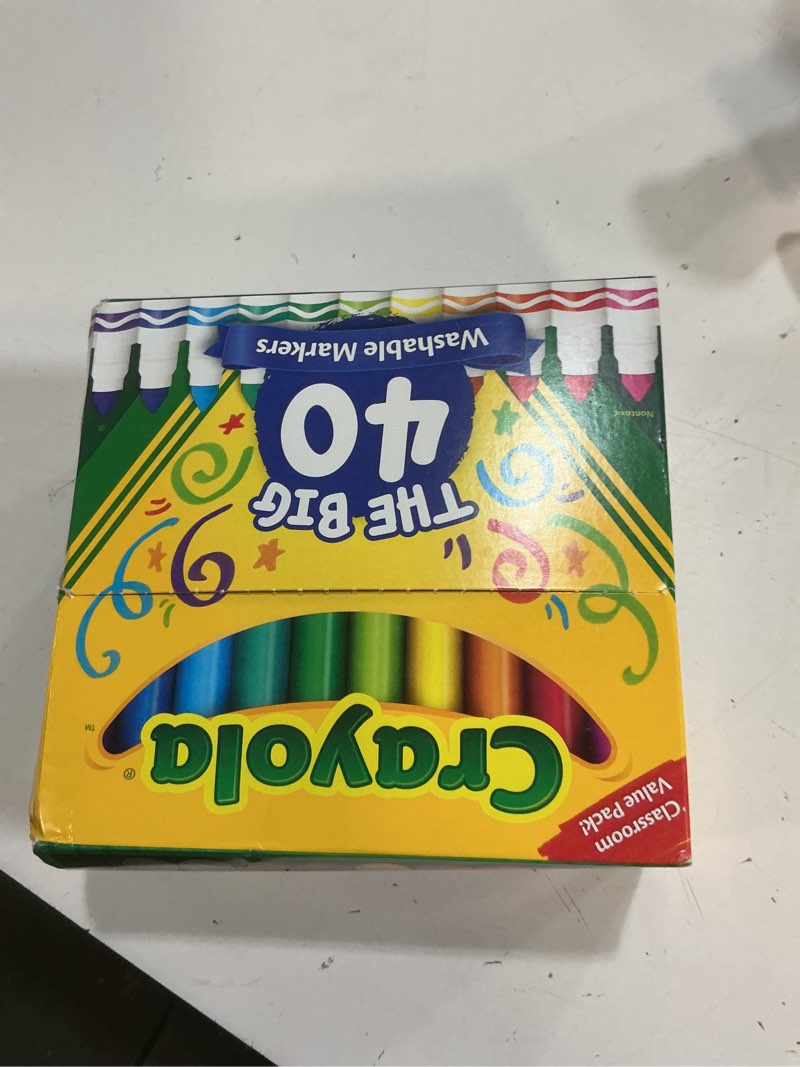 Condition photo showing New/Like New for crayola ultra clean washable markers (40ct), broad line colored markers for kids, coloring book & art marker set, gifts for kids. ages 3+ 1 count (pack of 1) markers
