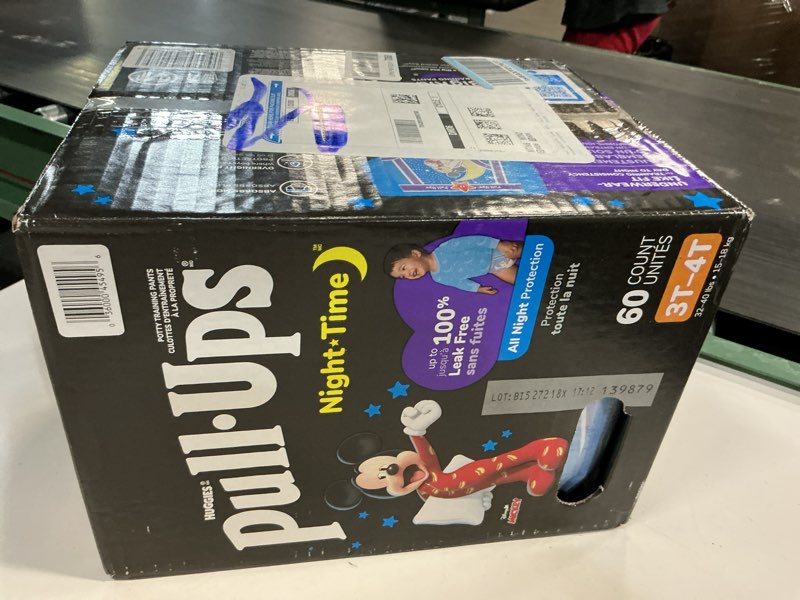 Condition photo showing New/Like New for pull-ups boys' night-time potty training pants, size 3t-4t overnight training underwear (32-40 lbs), 60 ct 3t-4t 60