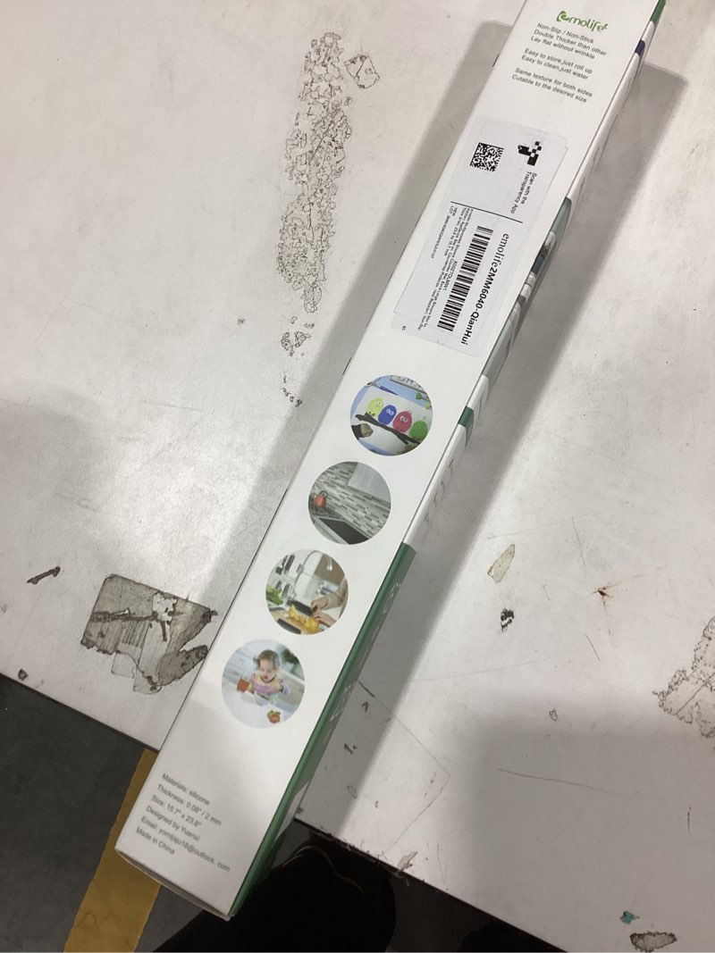 Condition photo showing New/Like New for emolife Multipurpose Silicone Counter Mat, Extra Large Silicone Mat for Kitchen Appliance Site on, Countertop Protector, Heat Resistant, Non-Slip, Thick 2mm, 23.6 by 15.7 Inch Light Grey