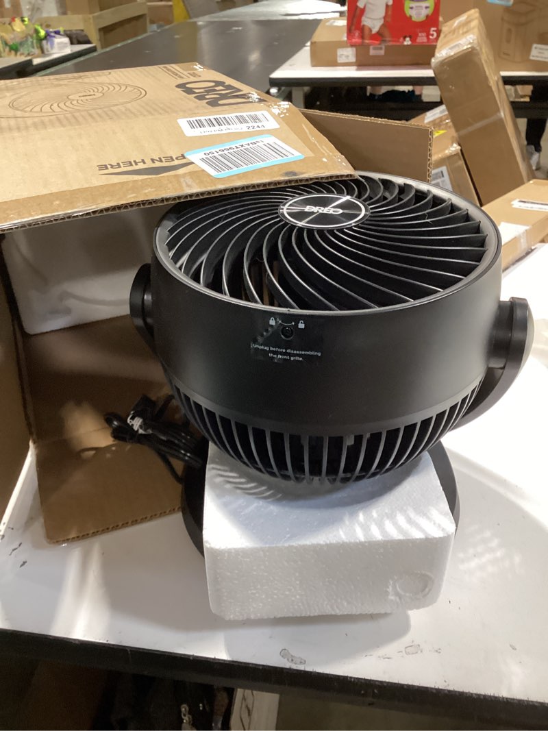 Condition photo showing Good Condition for dreo fan for bedroom, 12 inches, 70ft powerful airflow, 25db quiet table air circulator fans for whole room, 120° adjustable tilt, 3 speeds, desktop fan for home, office, kitchen black