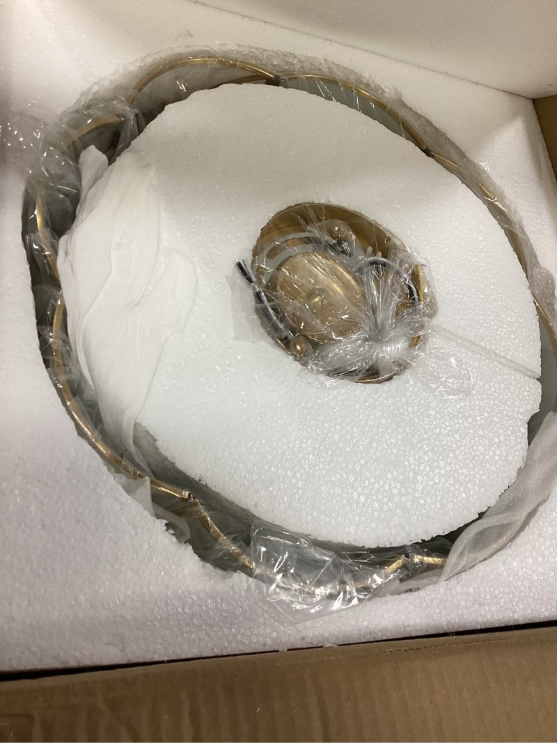 Condition photo showing Good Condition for mixl- brass flush mount ceiling light, flower shaped 3-light led ceiling lamp, frosted glass shade modern light, close to ceiling light decorative for bedroom living room(13.77" w) plum blossom bstyle small
