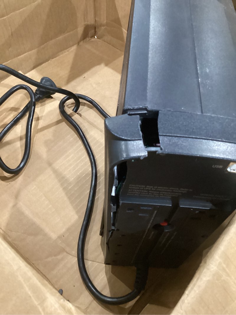 Condition photo showing As Is for amazon basics ups battery backup & surge protector 1000va/550w, 9 outlets, line interactive uninterruptible power supply, for power outage protection, black line interactive 9 outlet (1000va)