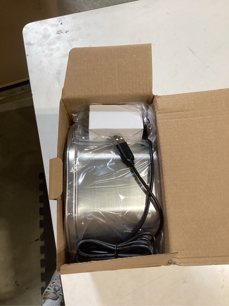 Condition photo showing Good Condition for cat water fountain stainless steel 108oz/3.2l, apauk automatic pet fountain dog water dispenser with water level window, quiet cat fountain for drinking, inside with replacement(1 filter&1 sponge) silver 108oz+1 filter + 1 sponge
