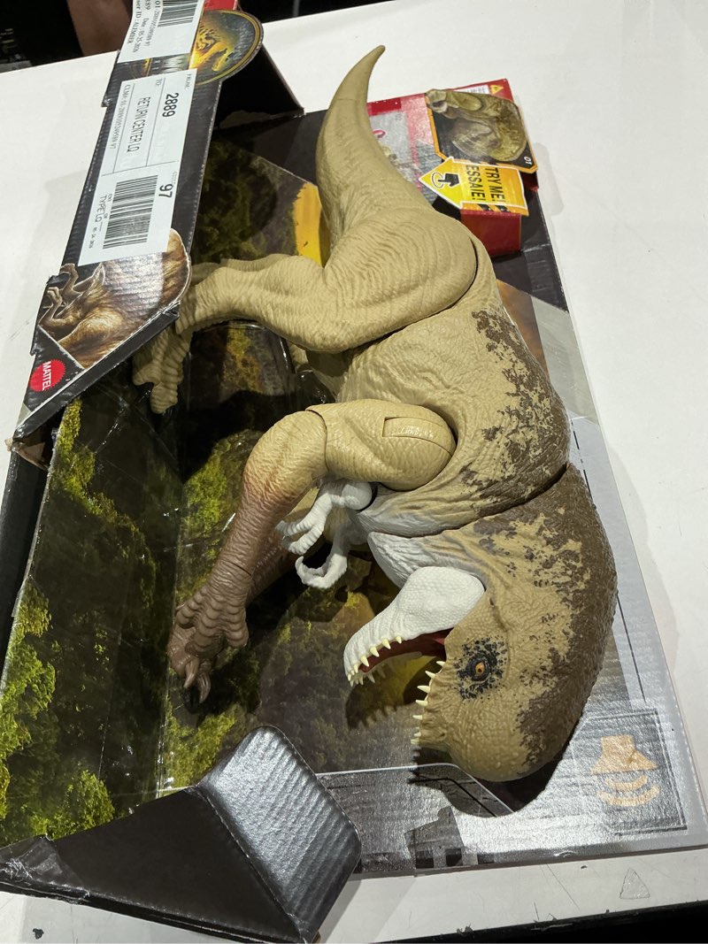 Condition photo showing Good Condition for jurassic world rebirth rumble n rampage distortus rex dinosaur toy