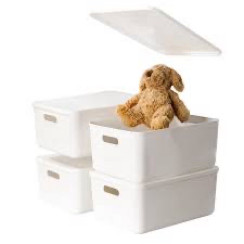 Gaoaodeyu 4 pack large plastic White storage bins Baskets, Toy Box Chest with Lids and Handle?Organi