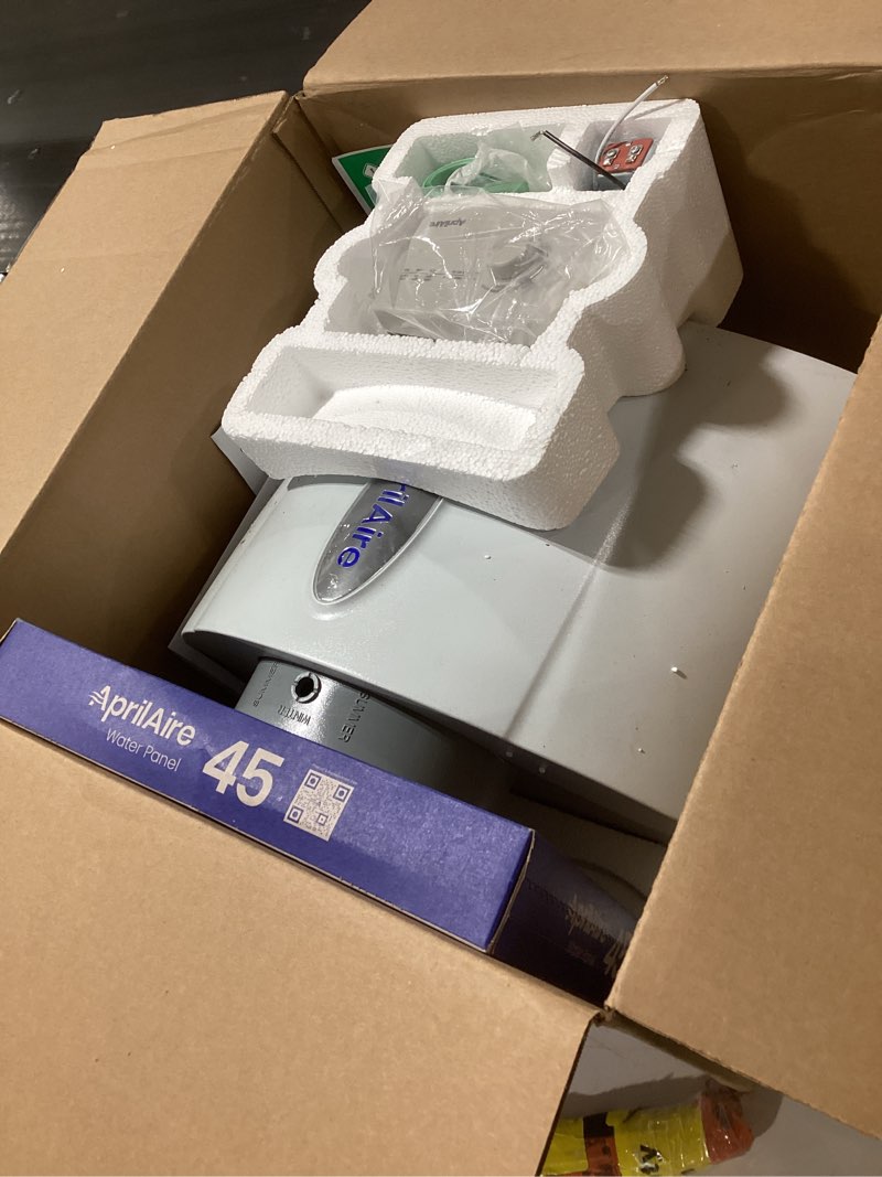 Condition photo showing As Is for AprilAire 400M Whole-House Humidifier, Manual Water Saver Furnace Humidifier, Large Capacity Whole-House Humidifier for Homes up to 5,000 Sq. Ft., White