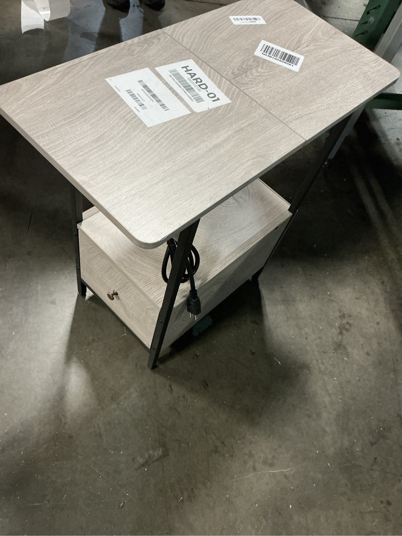 Condition photo showing Good Condition for lidyuk end table with charging station, narrow side table with drawer and usb ports & power outlets, nightstand bedside tables for small spaces, bedroom, living room, light grey, set of 2 light grey pack of 2