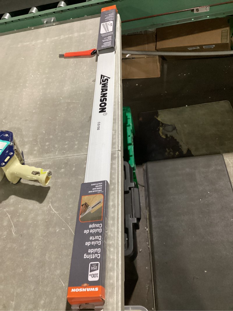 Condition photo showing New/Like New for swanson tool co cg100 anodized aluminum 100 inch cutting guide with joiner bar, (2) c-clamps and (4) thumb screws
