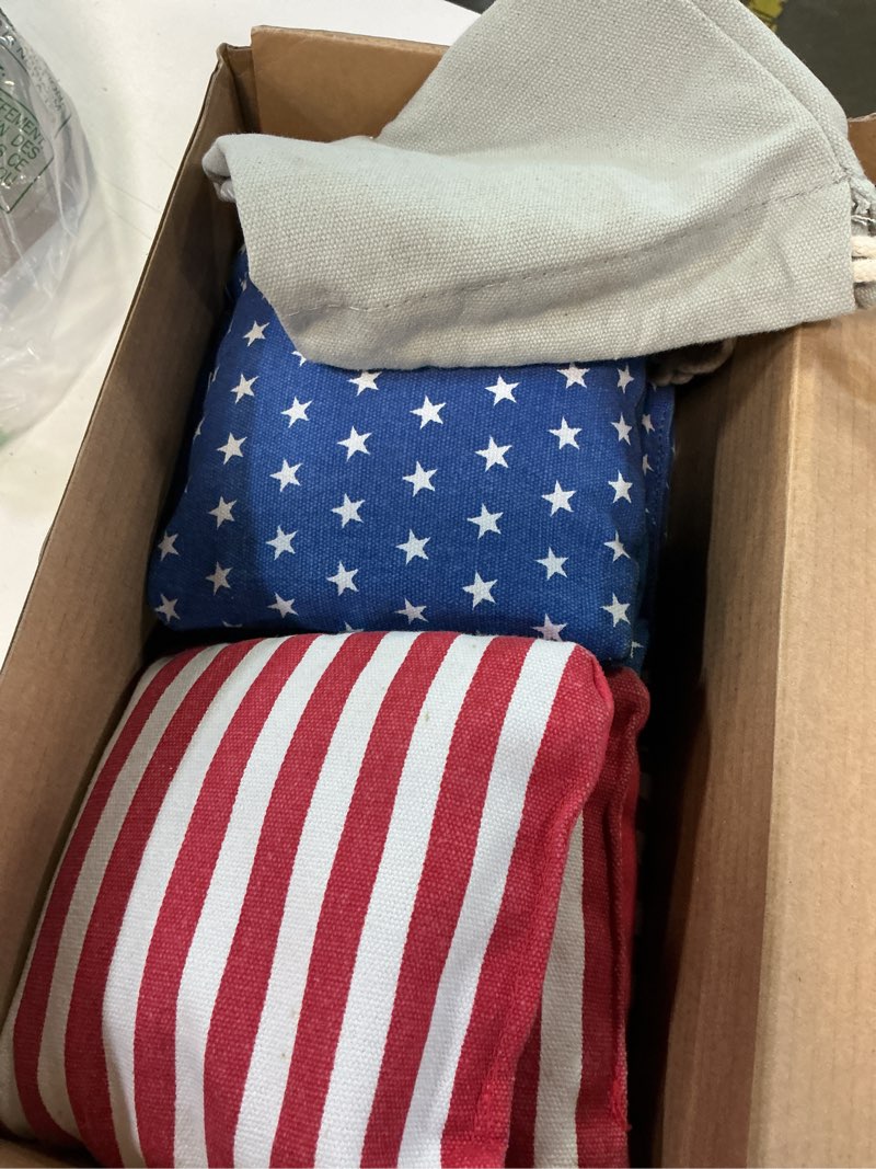 Condition photo showing Good Condition for gosports dual sided cornhole bean bags - slide and stop regulation tournament bean bags, set of 8 6" x 6" stars and stripes