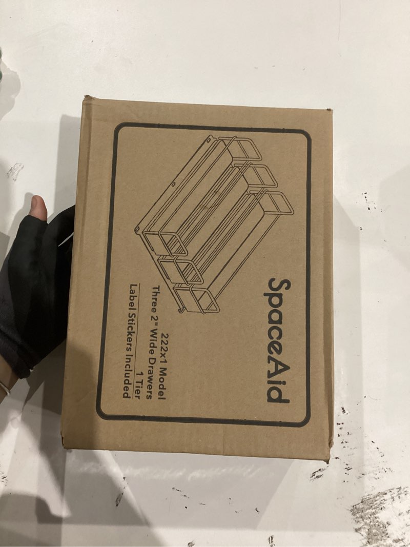 Condition photo showing New/Like New for SpaceAid Pull Out Spice Rack Organizer for Cabinet, Heavy Duty Slide Out Seasoning Kitchen Organizer, Cabinet Organizer, with Labels, 7.7" W x10.75 D x4 H, 3 Drawers 1-Tier Three 2"W Drawers, 1-Tier