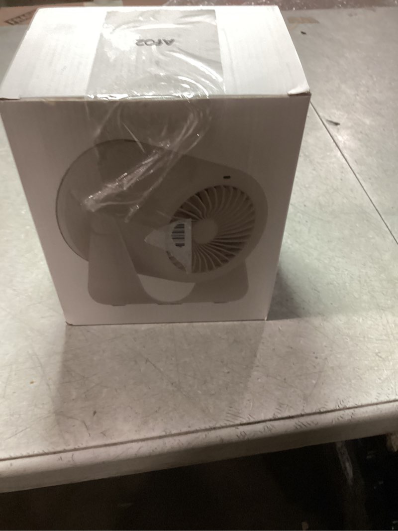 Condition photo showing New/Like New for Small Desk Fan, 28dB Ultra-Quiet Desktop Air Circulator with 115° Adjustable Tilt, 100 Speeds, Rechargeable Battery, USB-Powered, Portable for Bedroom, Office, Kitchen, Travel -White