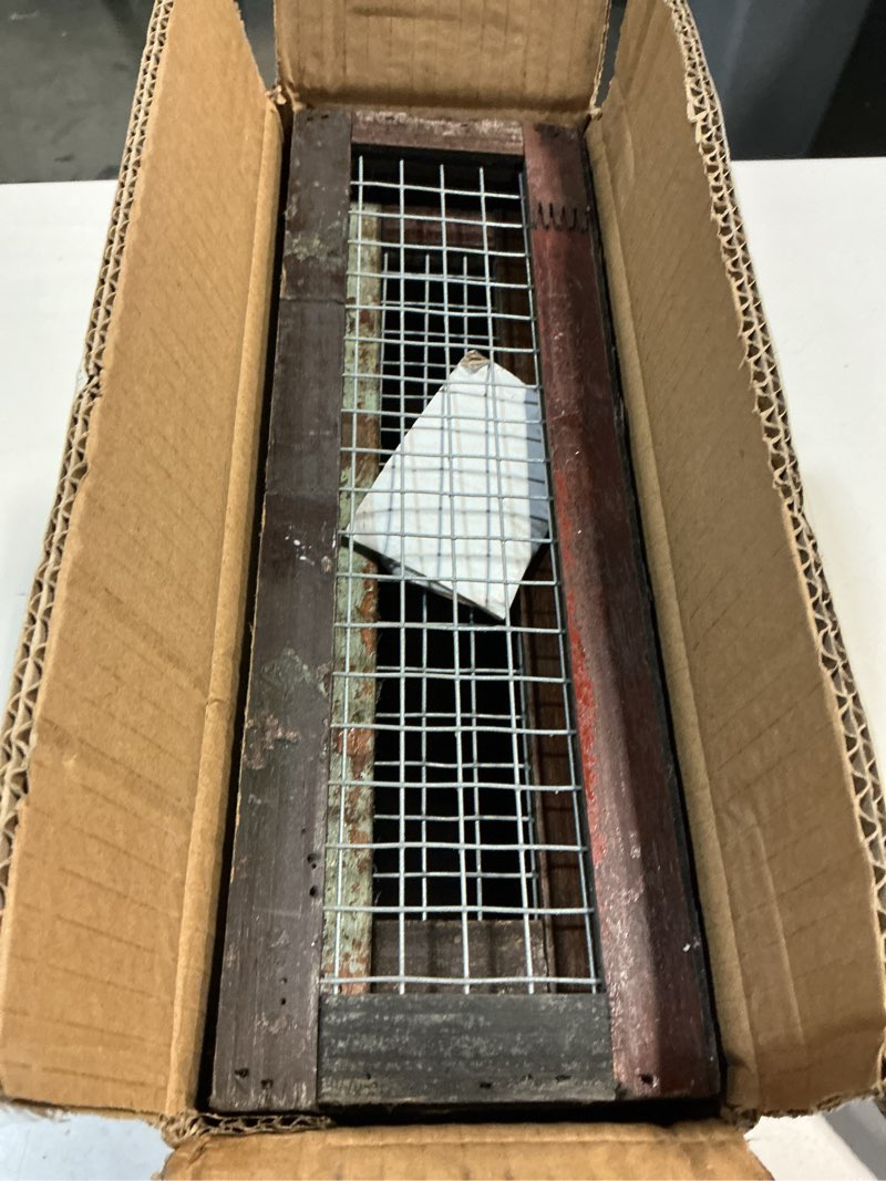 Condition photo showing As Is for timris set of 2 rustic wooden countertop baskets, farmhouse distressed nesting boxes, small decorative wooden storage crates, reclaimed wood organizer baskets with wire mesh (random)