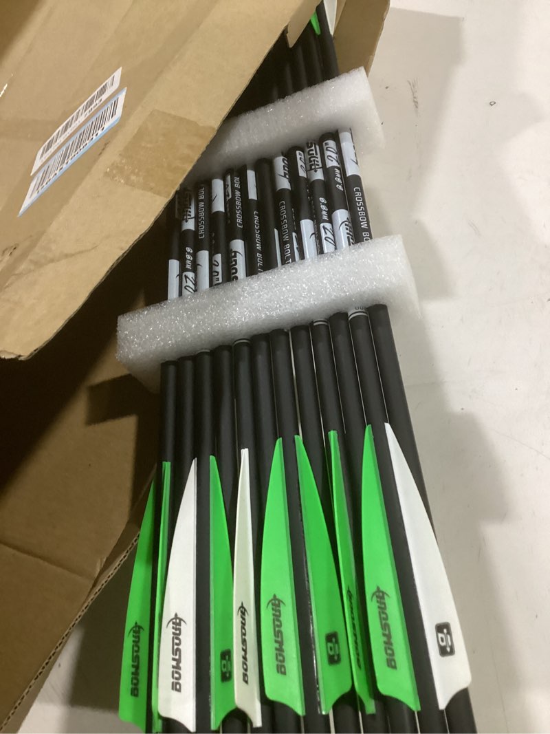 Condition photo showing Good Condition for crossbow bolts 20 22 inch carbon archery arrows hunting bolts with removable tips 12pack 20inch green white