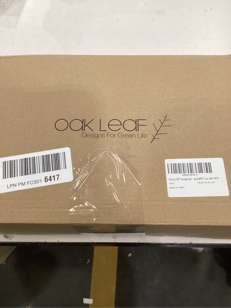 Condition photo showing New/Like New for Oak Leaf 120Ft Heat Tape for Water Pipes, Self-Regulating Roof Heat Cable, Freeze Protection Heat Tape for Roof and Gutter with Light Indicator Plug & 5Ft Power Cord, 120V/ 6W/Ft OL0017 120 Feet 6W/FT-without Thermostat
