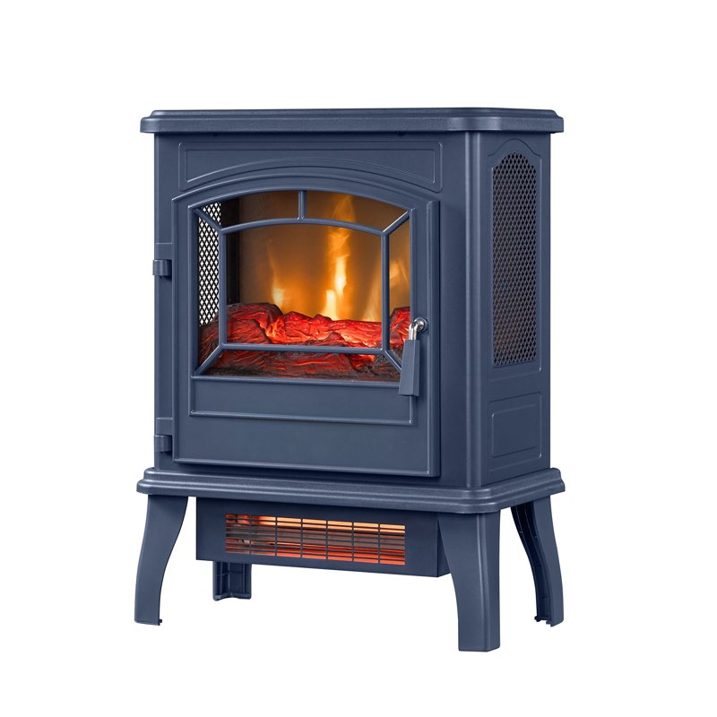 ClassicFlame 17.5"W Infrared Quartz Electric Stove Heater, Insignia Blue