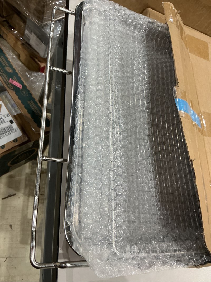 Condition photo showing Good Condition for new upgrade air fry tray for 30" oven with drip pan, compatible with frigidaire wall ovens, ranges, and wall oven/microwave combinations?oven rack measures 25" x 16" x 1.75" 30" with drip pan