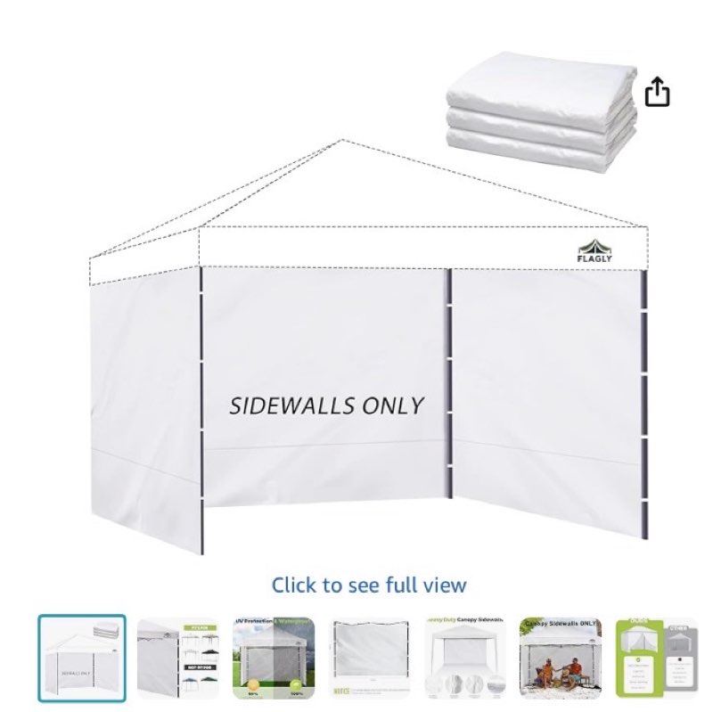 Anyoupin 10x10 Canopy Sidewalls, 3 PCS Tent Walls for Pop Up Canopy, White