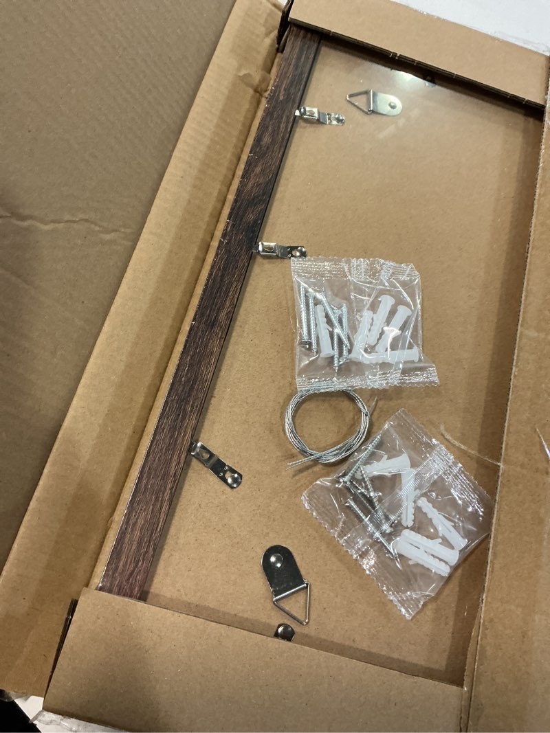 Condition photo showing Good Condition for 12x16 picture frame set of 2, rustic brown wood style - display 12 x 16 poster without mat or 11x14 picture with mat, wall mounting horizontal and vertical rustic brown 12x16 in