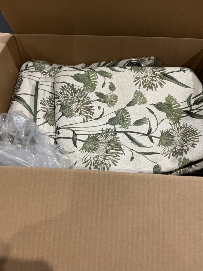 Condition photo showing As Is for sage green floral curtains, 70s farmhouse country drapes, provide privacy, reduce light, and add a vintage cute aesthetic. thermal insulated for bedroom/living room. 52 x 120in, 2 panels 52"w x 120"l (pack of 2) sage green