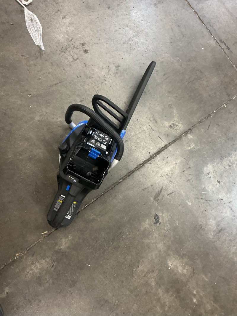 Condition photo showing As Is for (incomplete )kobalt 80-volt 16-in battery 2 ah chainsaw battery included charger included