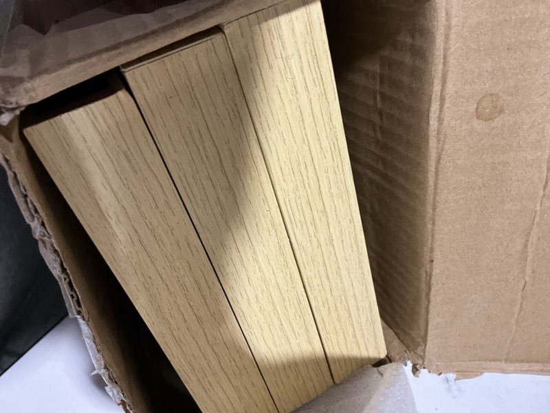 Condition photo showing As Is for BAYKA Floating Shelves for Wall, 22.5 inches Wall Mounted Rustic Wood Shelves for Bathroom, Bedroom, Living Room, Floating Shelves for Books/Storage/Decor (Light Oak-Toned,Set of 3) F. Oak-toned - Mid-century Revival Style(mdf Material) 22.5inches