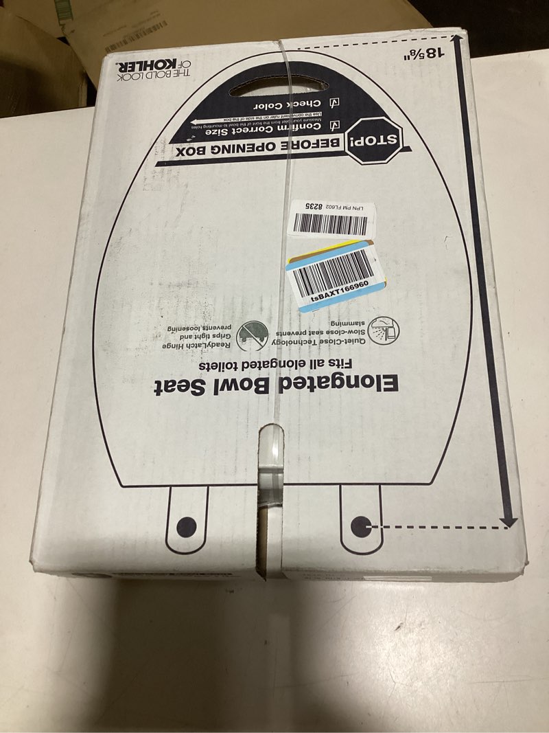 Condition photo showing New/Like New for KOHLER 4639-RL-0 Cachet ReadyLatch Round Toilet Seat Soft Close, White White Round Ready Latch
