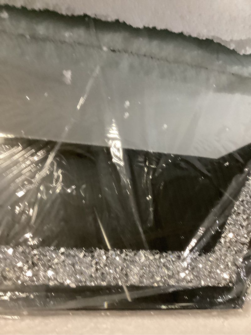 Condition photo showing Good Condition for 24 Inch Crystal Crush Diamond Sparkly Hexagon Silver Mirror for Wall Decoration Wall Hang Frameless Bling Stylish Gorgeous Glam Decorative Mirror for Bathroom, Entryway, Bedroom Home Decor