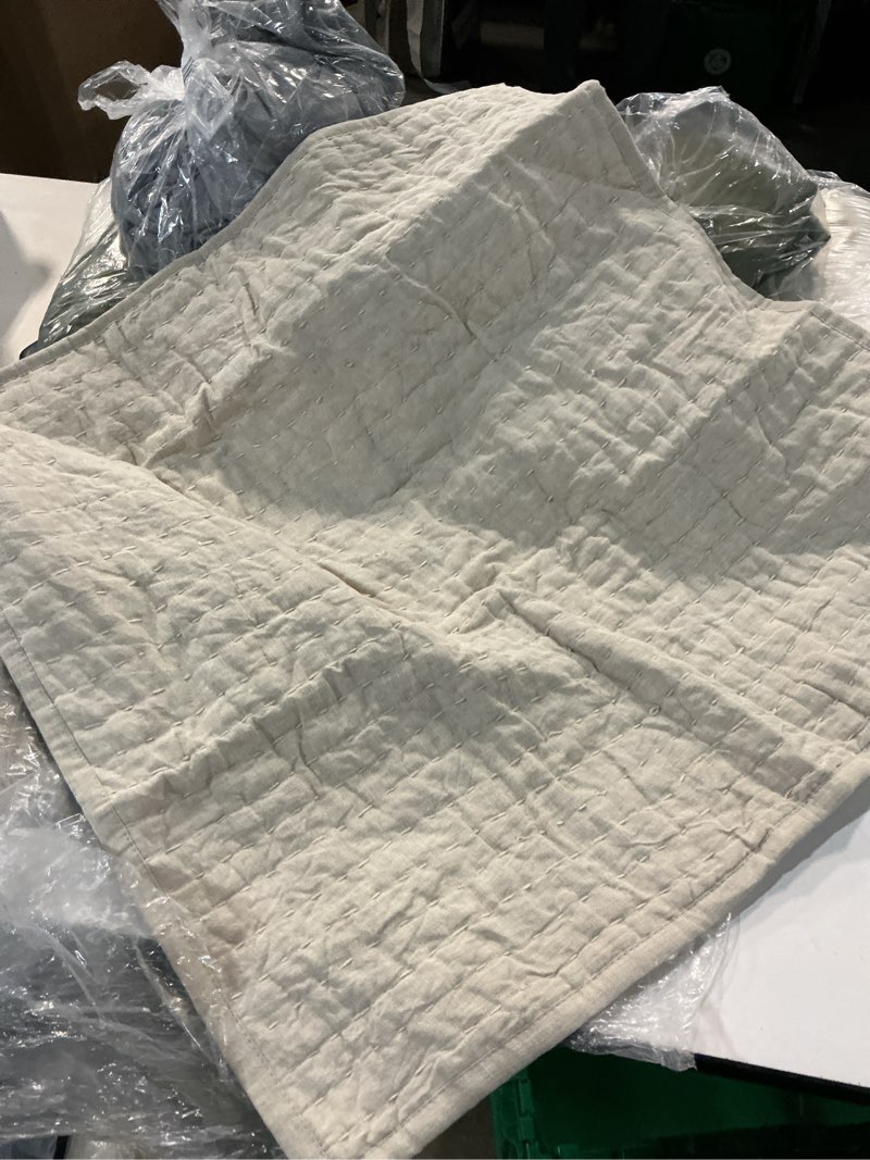 Condition photo showing Good Condition for european quilted pillowcase with cotton and linen stitching 26in x 26in
