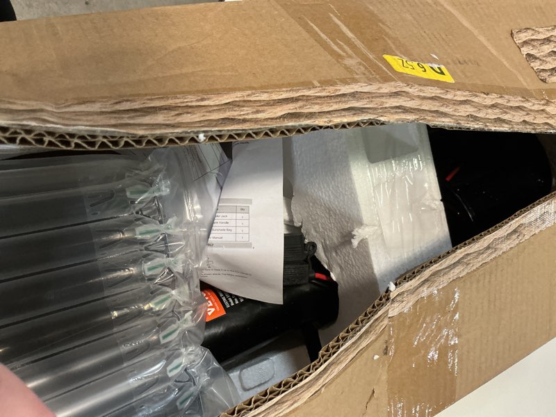 Condition photo showing As Is for vevor electric trailer jack, 5000 lbs, heavy duty rv electric power tongue jack with 2 way connector, manual crank handle & weatherproof jack cover, 10"-28.3" lift, for rvs, trailers & campers, black 5000lbs