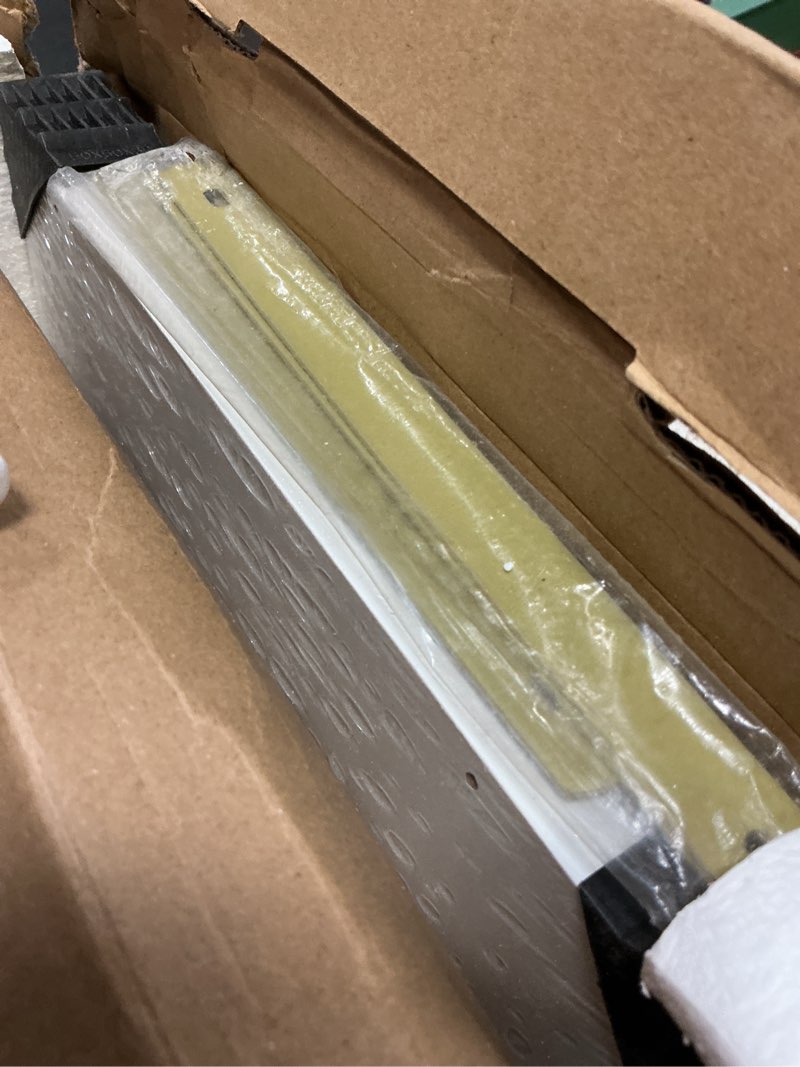 Condition photo showing Good Condition for deep wall shelves 48"w x 12"d engineered wood floating shelves for wall, sturdy metal bracket(gold) bookshelves home decor storage for living room bedroom bathroom kitchen, set of 2, white finish white- gold brackets 48"w x 12"d