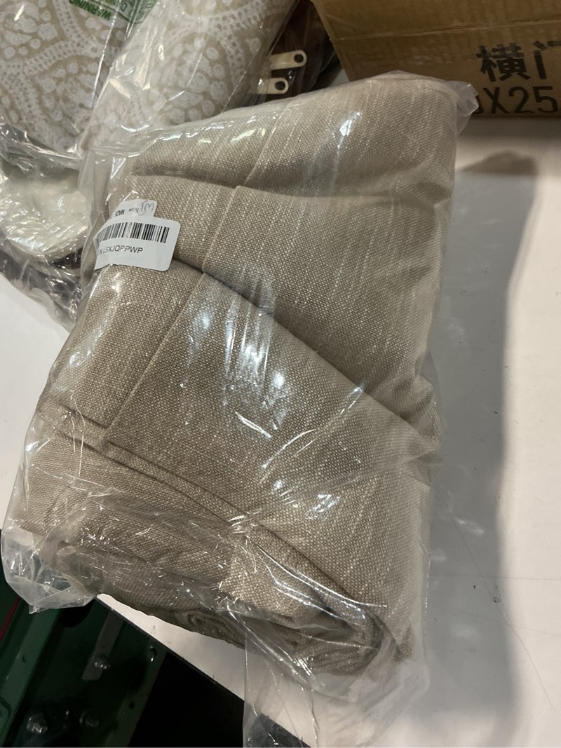 Condition photo showing Good Condition for MYSKY HOME Linen Curtains for Sliding Door, Farmhouse Semi Sheer Ceiling Curtains Living Room Light Filtering Back Tab Elegant Style Soft Fabric, 50" x 95", Linen, 2 Panels 50"W x 95"L (Pack of 2) Linen