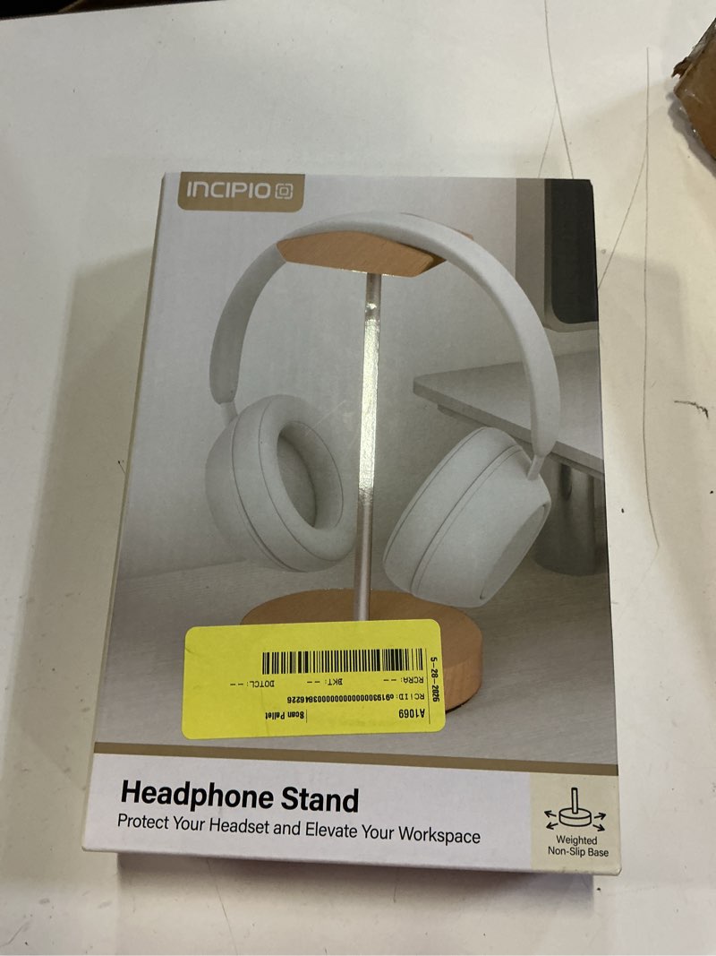 Condition photo showing New/Like New for headphone stand, detachable headphone holder, universal gaming headset holder, space saving headset stand for desk, headphone holder stand for most wired and wireless headphones (white)