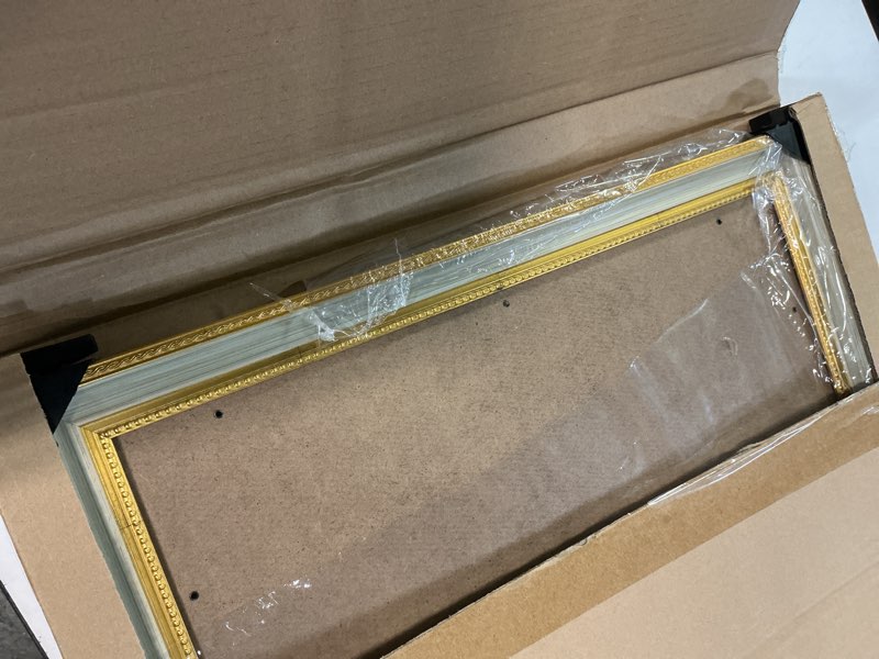 Condition photo showing Good Condition for 13x19 picture frame, hd real glass ornate vintage 13x19 photo frame, 13 by 19 poster frame with gold green texture border horizontal & vertical display for tabletop or wall decor (1 pack) gold green 13x19