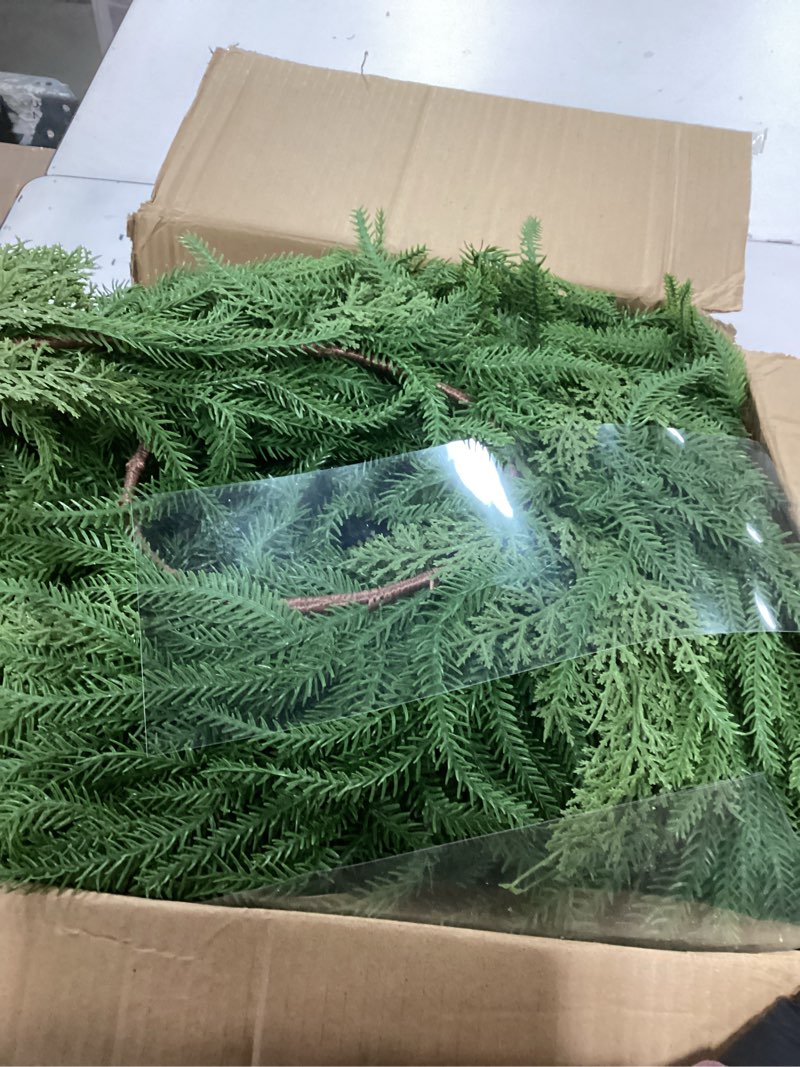 Condition photo showing Good Condition for 2 Pcs Artificial Norfolk Pine Garland,Christmas Garland,Christmas Decorations,Garland Real Touch Pine Outdoor for Fireplace,Table, Stairs,Window,Indoor Outdoor,Mantle,Home,Holiday Decor 6 Ft