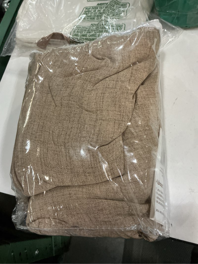 Condition photo showing Good Condition for dark flax pinch pleated linen curtains 102 inches long semi sheer memory trained ripple fold curtain with hooks back tab textured light filtering drapes for bedroom living room 42x102 set of 2 dark flax 42"w x 102"l (pack of 2)