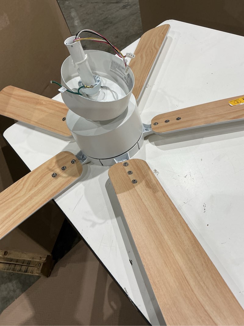 Condition photo showing As Is for harbor breeze northbrook 42-in matte white led covered outdoor ceiling fan with light and