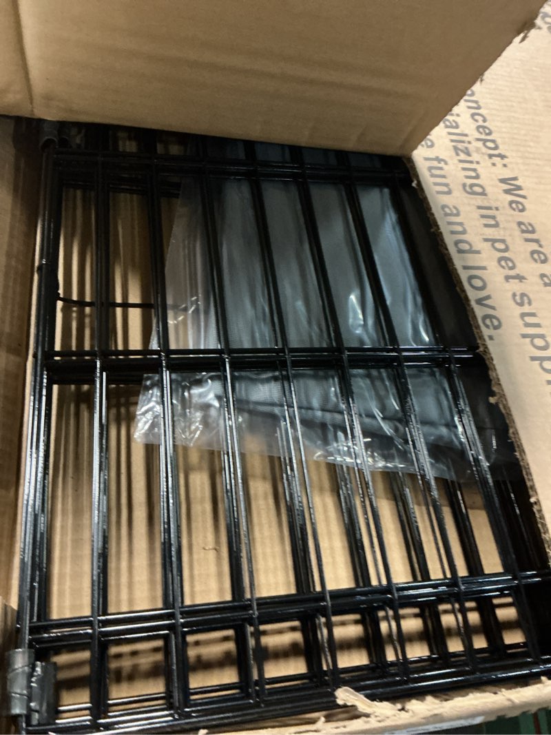 Condition photo showing Good Condition for pjyucien dog playpen with bottom pad - metal foldable exercise pen, 8 panels 30" h x 24" w indoor outdoor pet fence puppy crate kennel, gray grey 8 panels 30''h playpen+bottom