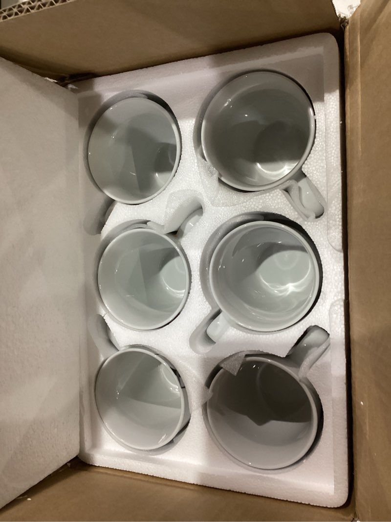 Condition photo showing Good Condition for veweet ceramic coffee mugs set of 6, 11 oz coffee cups set with handle, white mugs set porcelain cup set for kitchen, microwave dishwasher safe, series fiona fiona 11 oz (set of 6)