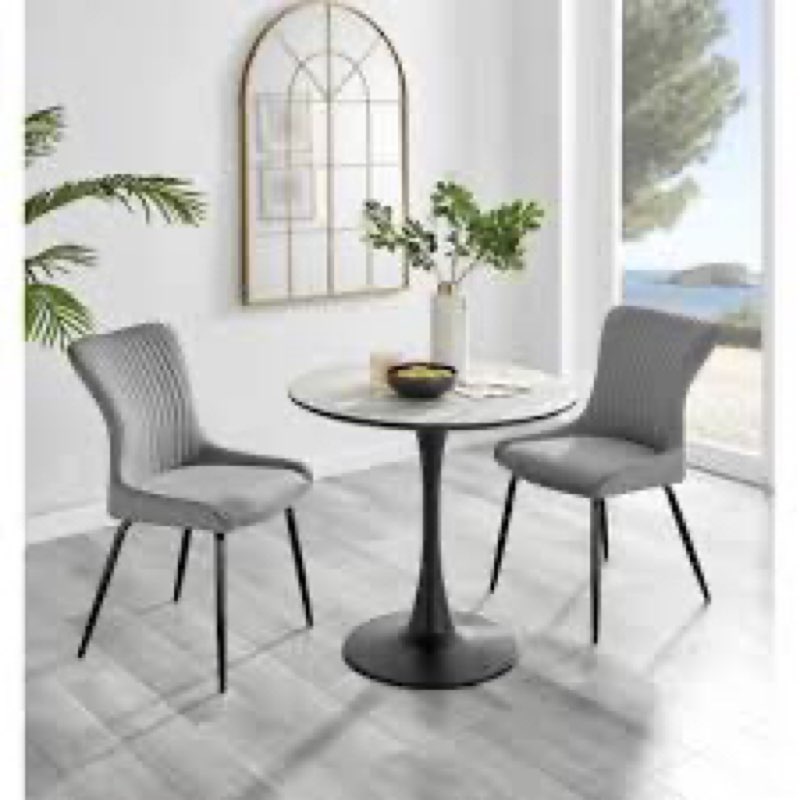Elina Round White Marble Dining Table TOP BASE (incomplete missing box 2)