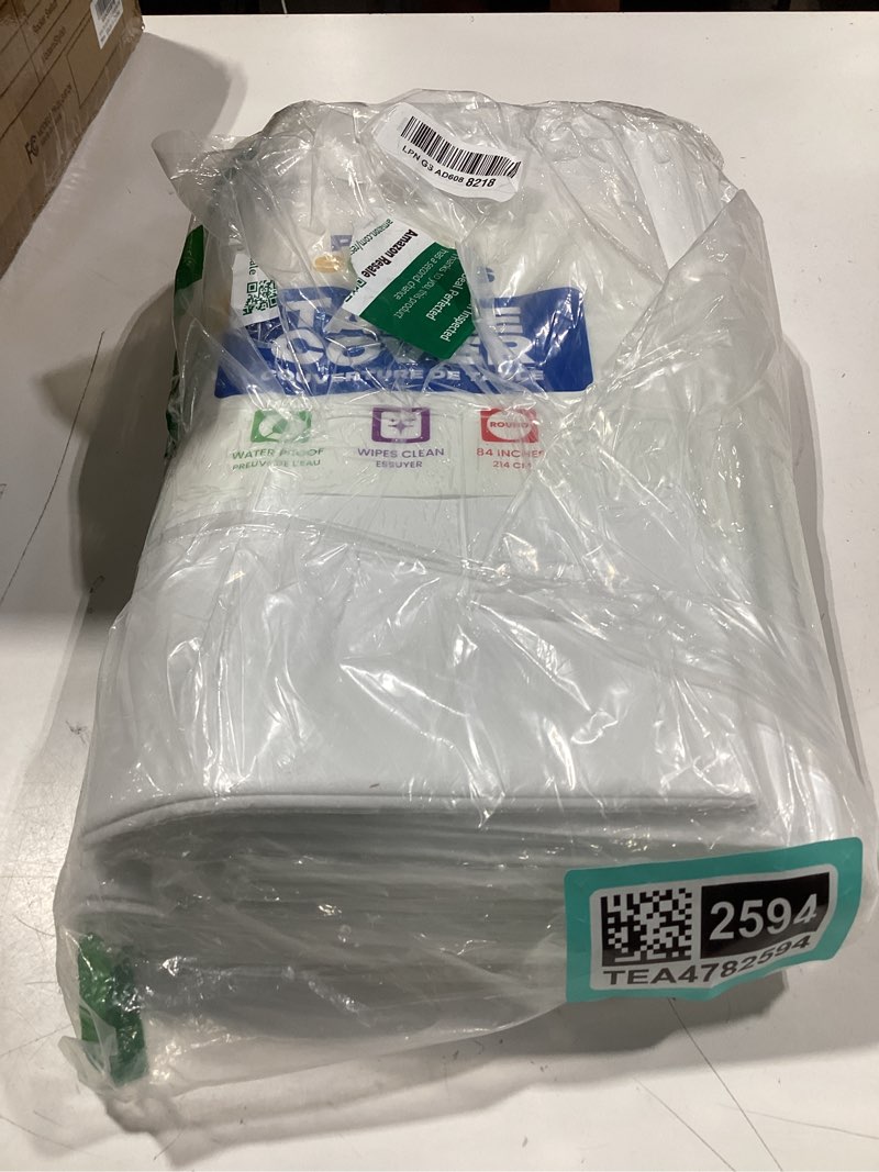 Condition photo showing New/Like New for exquisite 66% thicker premium white round tablecloth 0.5 mil 12 pack plastic table cloth disposable 84 inch round plastic tablecloth won't tear easily like cheap thin brands white 12